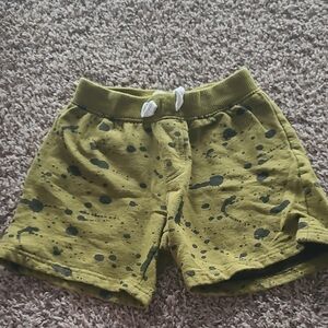 Kids Olive Green Splatter Shorts